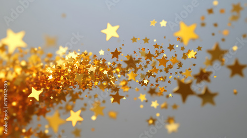 Gold star confetti in a flowing swathe