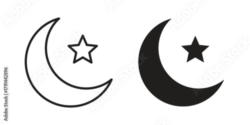 Moon and star icon. Vector linear icons. simple flat icons