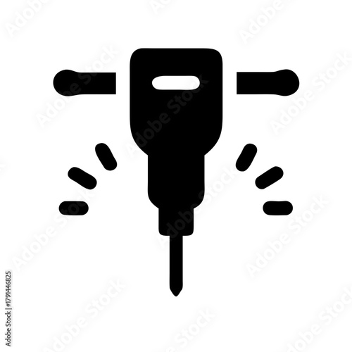 Cartoon Jackhammer with Vibration Lines and Electric Cord