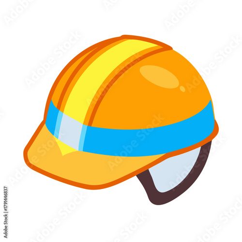 Cartoon orange safety helmet with reflective details