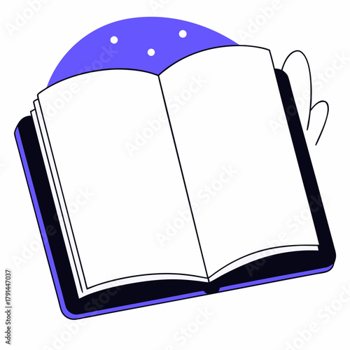 Cartoon sketchbook with blank pages in vibrant illustration