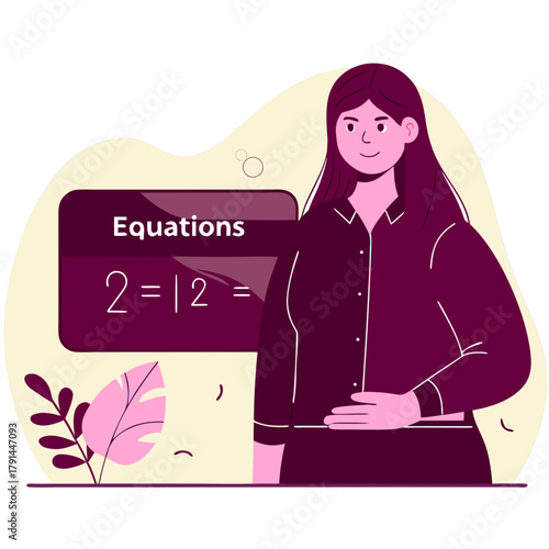 Female tutor teaching equations with positive expression