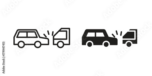 Rear end collision icon. Vector linear icons. simple flat icons