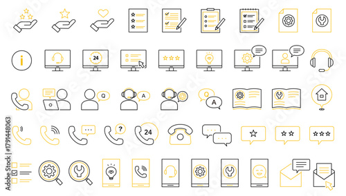 お問い合わせ　カスタマーセンター　アイコン　ベクター　電話　メール　素材　イメージイラスト　ビジネス