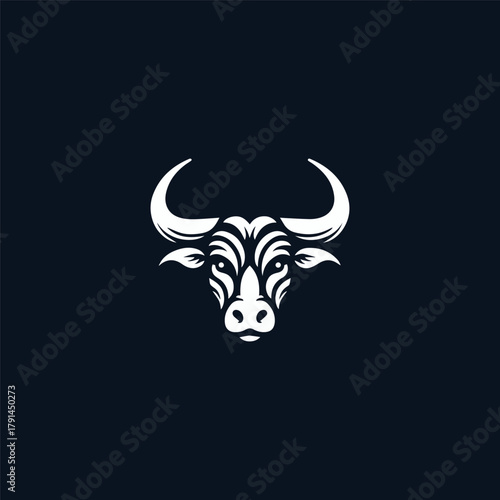 Head bull logo vector icon illustration style