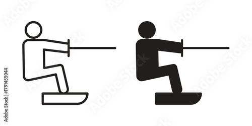 Wakeboarding icon. Vector linear icons. simple flat icons
