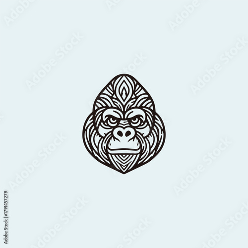Monkey head logo vector icon illustration style