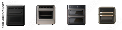 Professional kitchen appliance lineup featuring modern countertop ovens designed for efficient cooking and baking, a sleek addition to any contemporary home kitchen
