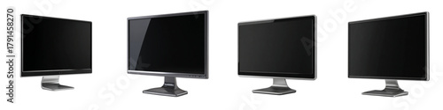 Sleek computer monitor display variations for versatile tech presentations or website mockups, offering a modern and professional touch with adaptable perspective views