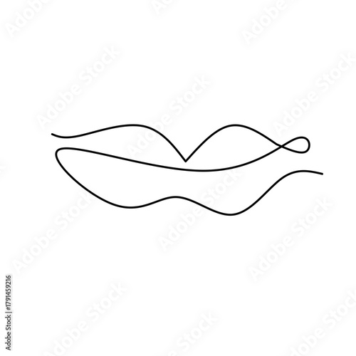 Minimalist One Line Drawing of Lips on white Background