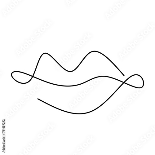 Minimalist One Line Lips on Bright White