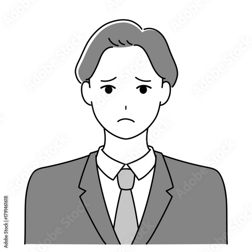 困った表情の男性社員　悩み・トラブル説明に使える人物イラスト