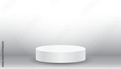White blank podiums stand to show products on white background with lights, Vector illustration.