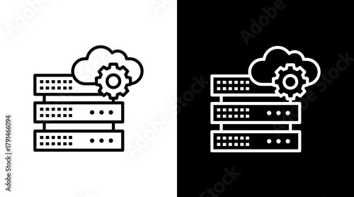 Server Deployment  White Icon Set Design