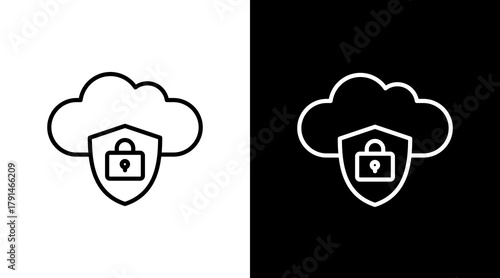 Cloud Security  White Icon Set Design