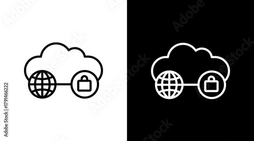 Hybrid Cloud  White Icon Set Design