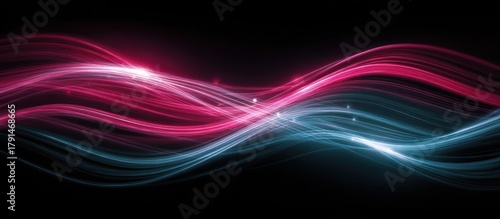 Abstract Wavy Lines Glowing Energy.