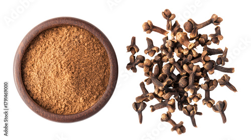 Wallpaper Mural Bowl of fenugreek seeds and dried cloves isolated on transparent background Torontodigital.ca
