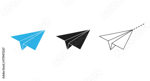 Minimalist illustration of paper airplane silhouettes,  flat vector design.