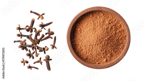 Wallpaper Mural Whole cloves and ground cloves in a bowl isolated on transparent background Torontodigital.ca