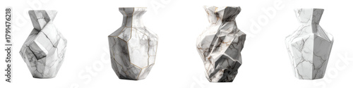 Elegant marble vases showcasing modern geometric designs, perfect for home decor, interior design projects, and adding a touch of sophistication to any space