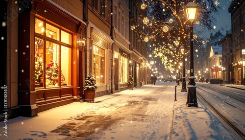 Wallpaper Mural 雪の街並みとクリスマス装飾｜夜の都市風景・祝祭ムード・4Kリアリスティック
 Torontodigital.ca