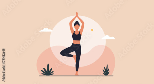 Yoga Asana A Serene Illustration of Balance and Wellness for Mind and Body