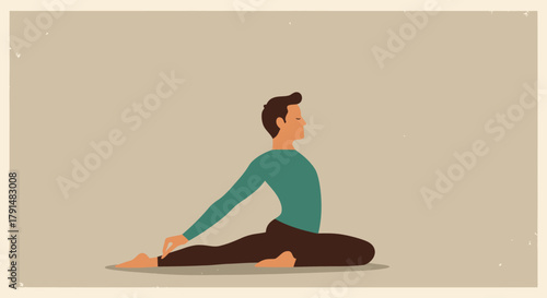 Man Practicing Yoga Exercise Demonstrating Mindfulness and Flexibility to Reduce Stress and Improve Health