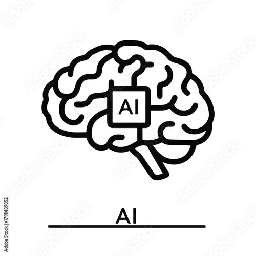 AI Brain Icon Representing Artificial Intelligence and Neural Networks in Technology