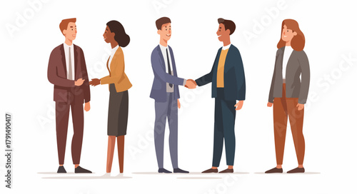 Diverse business professionals shaking hands in agreement symbolizing partnership and collaboration