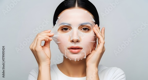 Woman Removing Hydrating Sheet Mask for Glowing Skin