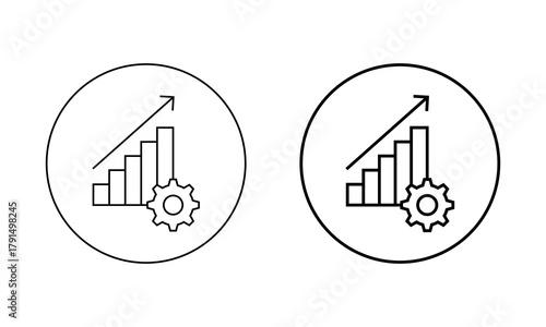 Business growth optimization icon in circular outline. Progress and performance improvement symbol