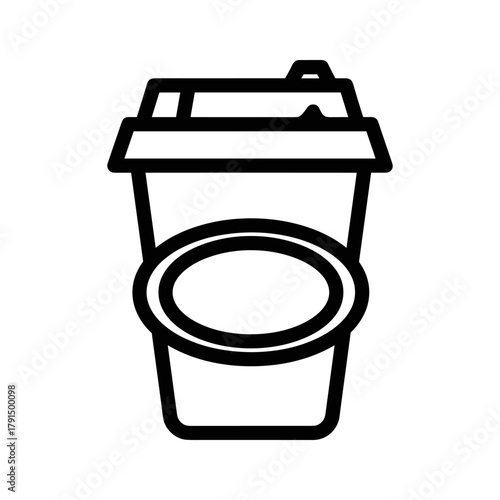 Outline of a disposable coffee cup with a lid and sleeve on