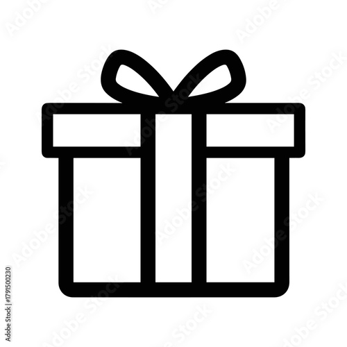 Black gift box with ribbon icon