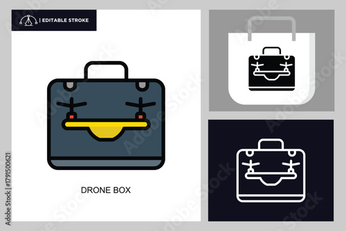 Drone box lineal color icon