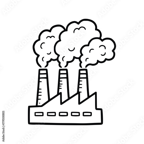 Illustration of a Factory Emitting Smoke Representing Pollution.