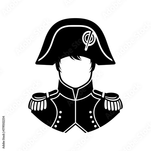 Simple black and white illustration of napoleon bonapartes bust