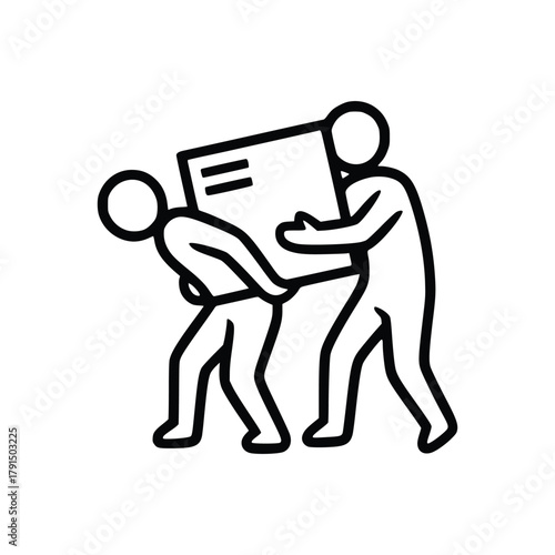 Two People Carrying a Heavy Box Together Teamwork and Assistance.