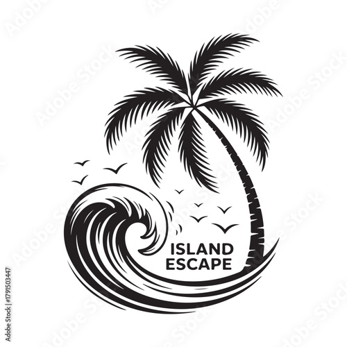 Island Vibe Tropical Circular Badge Vector Logo