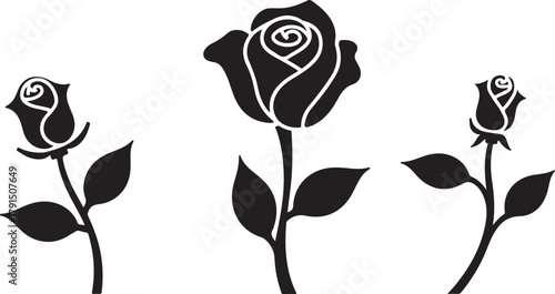 Elegant black rose silhouette vector showcasing timeless beauty and minimalism.