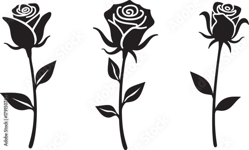 Elegant black rose silhouette vector showcasing timeless beauty and minimalism.