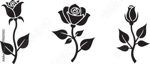 Elegant black rose silhouette vector showcasing timeless beauty and minimalism.