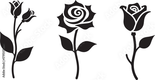 Elegant black rose silhouette vector showcasing timeless beauty and minimalism.