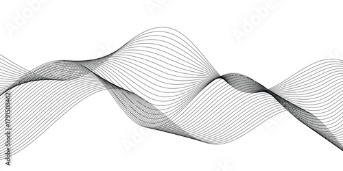 abstract creative black minimalist wave line design for banner, poster, background.