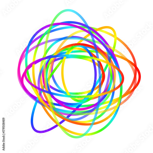 Abstract colorful swirling lines on transparent background