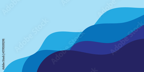 abstract creative blue sea wave layered line art for banner, poster, background.