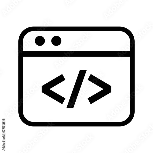Coding icon with angle brackets inside a browser window