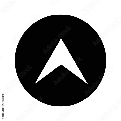Black circle with white upward pointing arrow