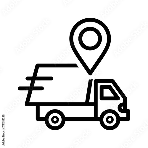 Delivery truck with location pin icon