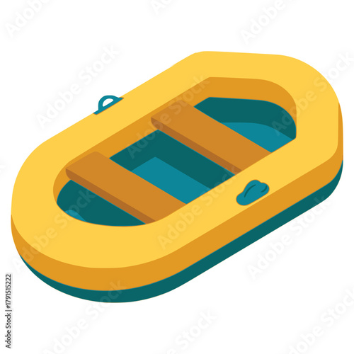 yellow rescuer rubber boat safety danger icon flat color vector illustration template design